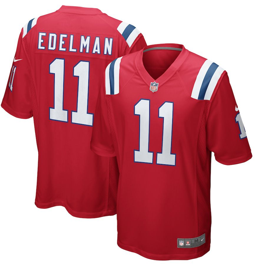 Men New England Patriots #11 Julian Edelman Nike Red Alternate Game NFL Jersey